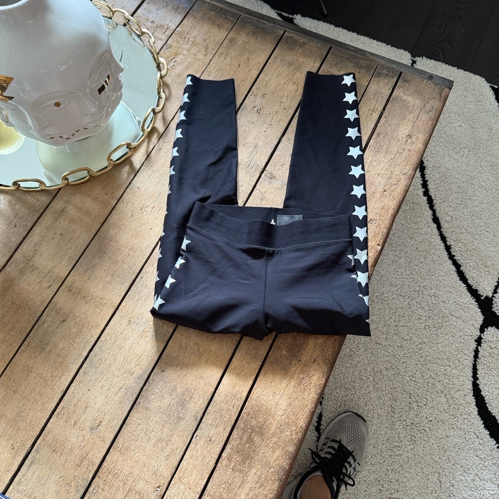 Ultracor Black Leggings with Metallic Star Pattern